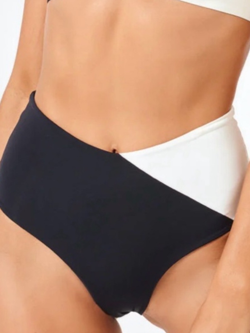 L*Space NWT High Tide Bikini Bottom X Small Classic Black Cream Off White